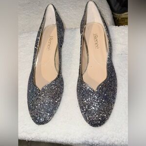 J Renee Heels Shoes Pumps Glittery Shiny Gray Bambalina 8 Church NEW Sz 8